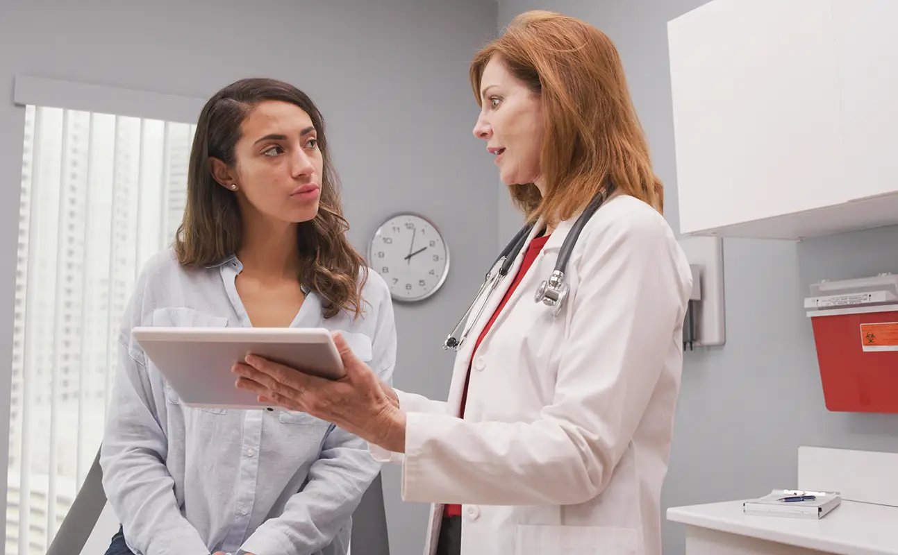 egg donor consulting with a doctor